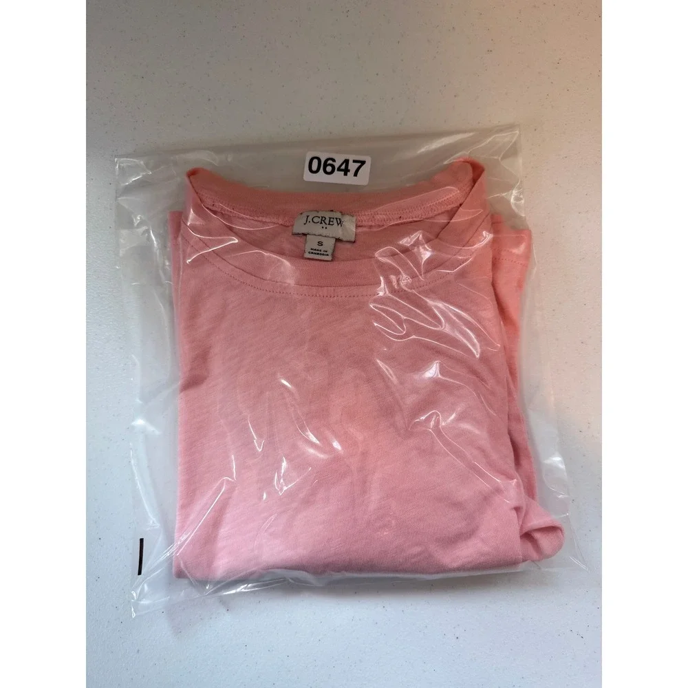 J.Crew‎ Slub Cotton Long Sleeve Crop T-Shirt Womens Small Pink Excellent CC829